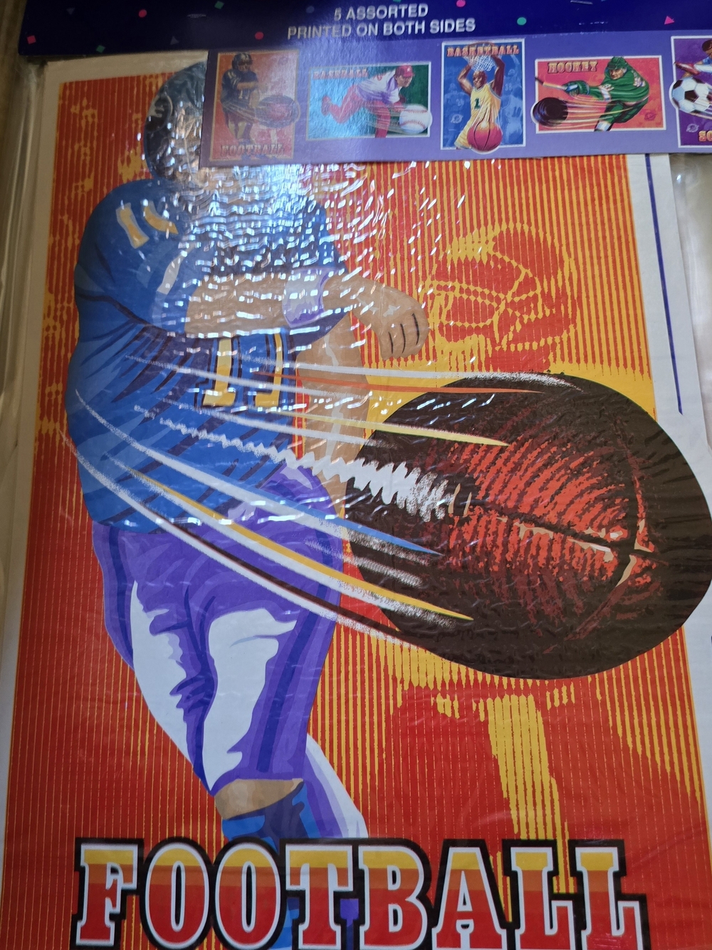 2 Packs Vintage-Style Football Poster - Bold Red & Orange
